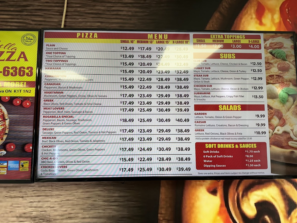 ROSABELLA PIZZA / HALAL PIZZA Menu - Image 3